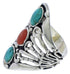 Turquoise Genuine Sterling Silver Coral Ring Size 5-3/4 UX33022